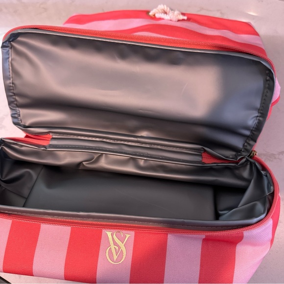 Victoria's Secret Pink & Coral Stripe ULTIMATE BEACH BAG backpack Cooler NWT - Picture 9 of 12